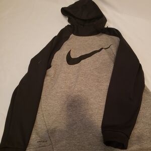 Nike Men's Charcoal and Black Hoodie
